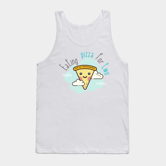 Illustrated Eating Pizza For Two | Smiley Pizza Slice Tank Top by casualism